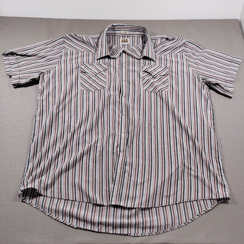 Vintage Ely Cattleman Big Man Western Cowboy Shirt Mens 3XL Pearl Snap Button Up